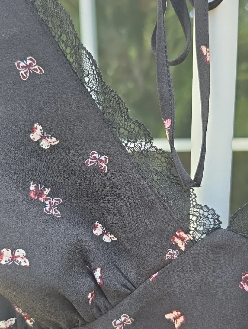 WILD FABLE Butterfly-Print Lace Trim Cami